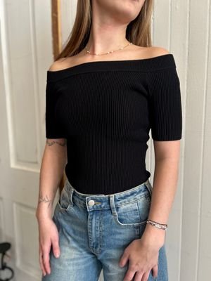 Black Ribbed Bodysuit