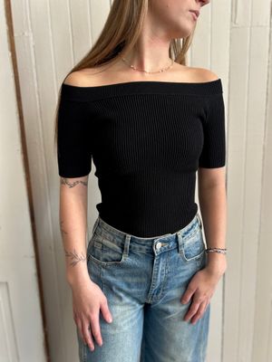Black Ribbed Bodysuit