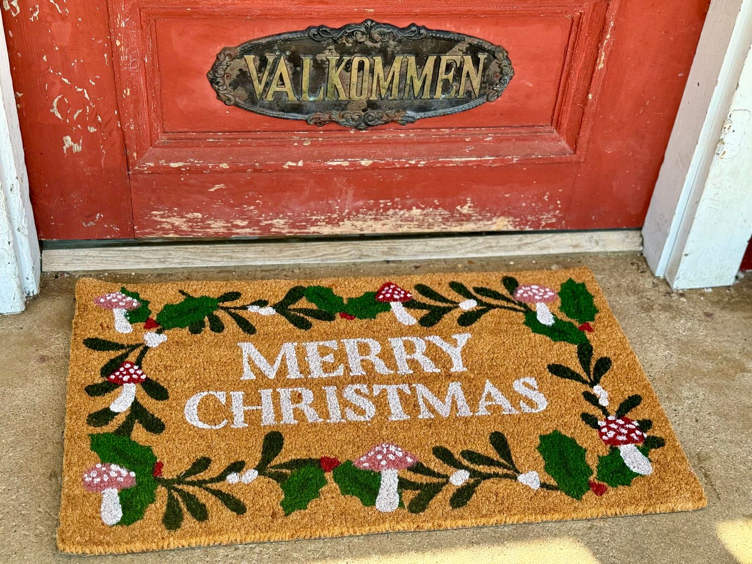 Mushroom Merry Christmas Rug