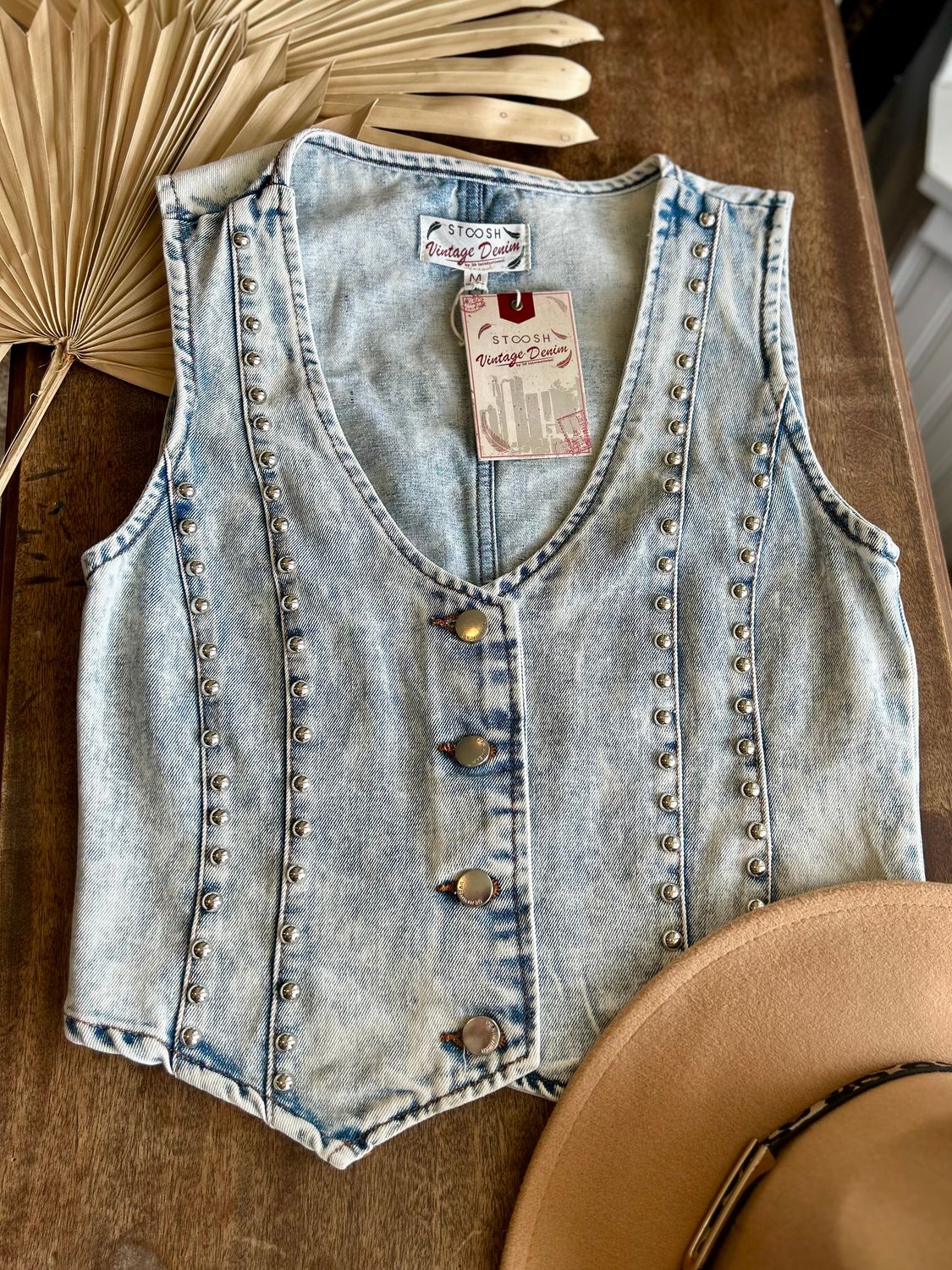 Studded Denim Vest