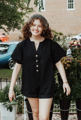Button Up Cotton Romper