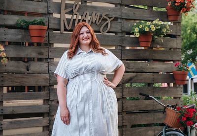 Curvy Pinstripe Smock Shirt Dress Curvy Pinstripe Smock Shirt Dress