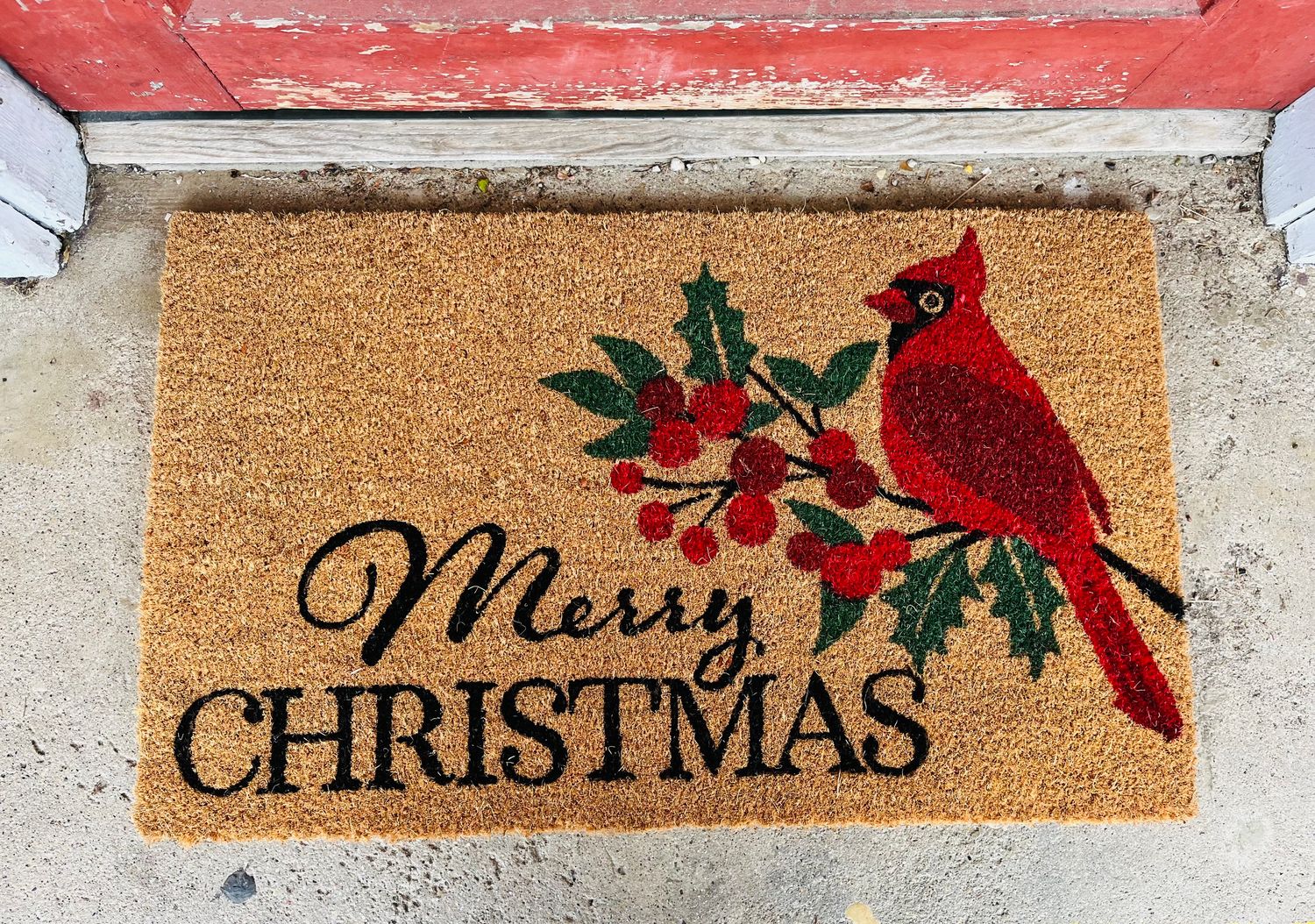 Christmas Cardinal Doormat Christmas Cardinal Doormat