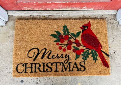 Christmas Cardinal Doormat Christmas Cardinal Doormat