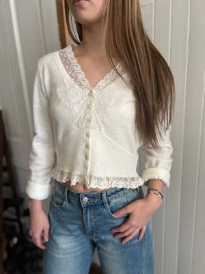 Lace Trimmed Button Down Top