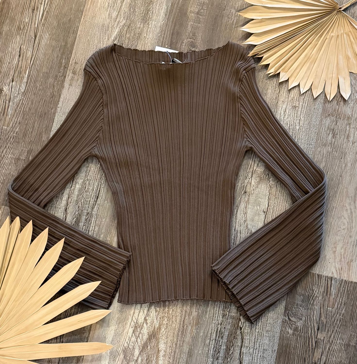 Ribbed Long Sleeve Knitted Top