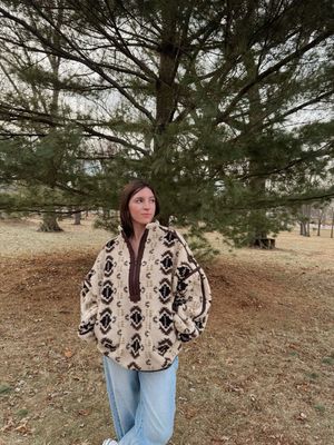 Geo-Print Zip Up Sherpa