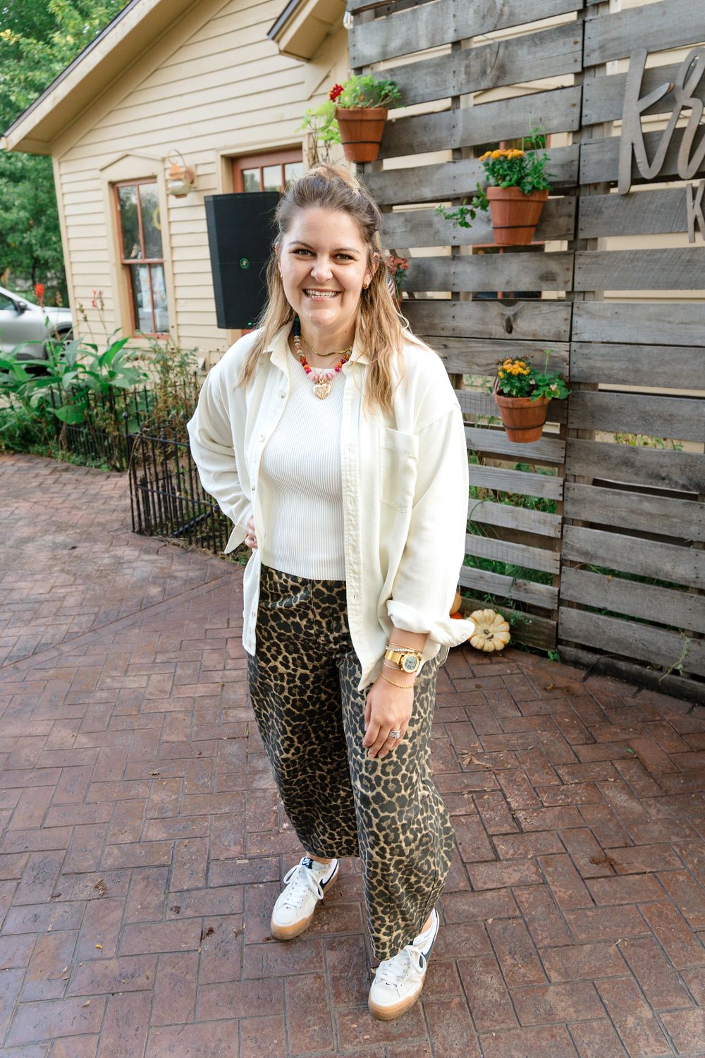 Washed Leopard Barrel Jeans