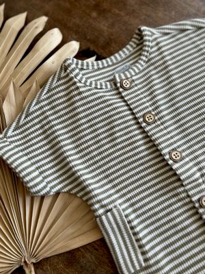 Green Stripe Waffle Romper