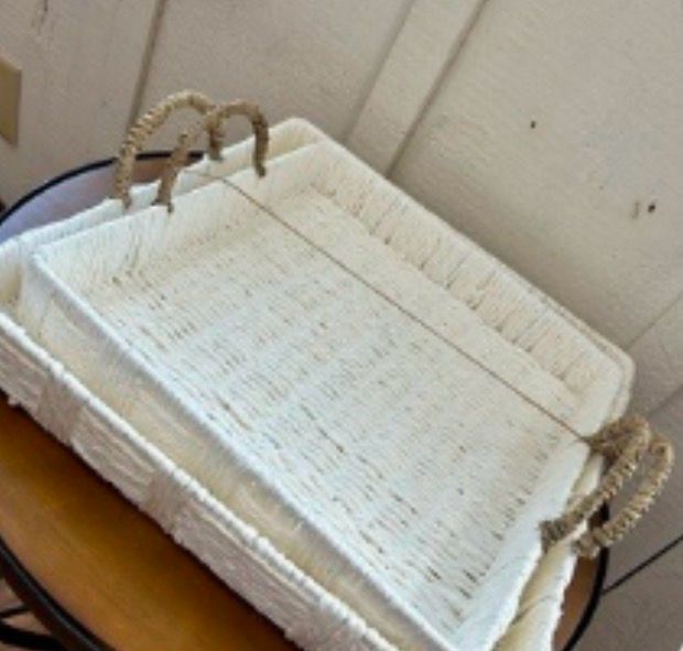 White Nested Woven Trays