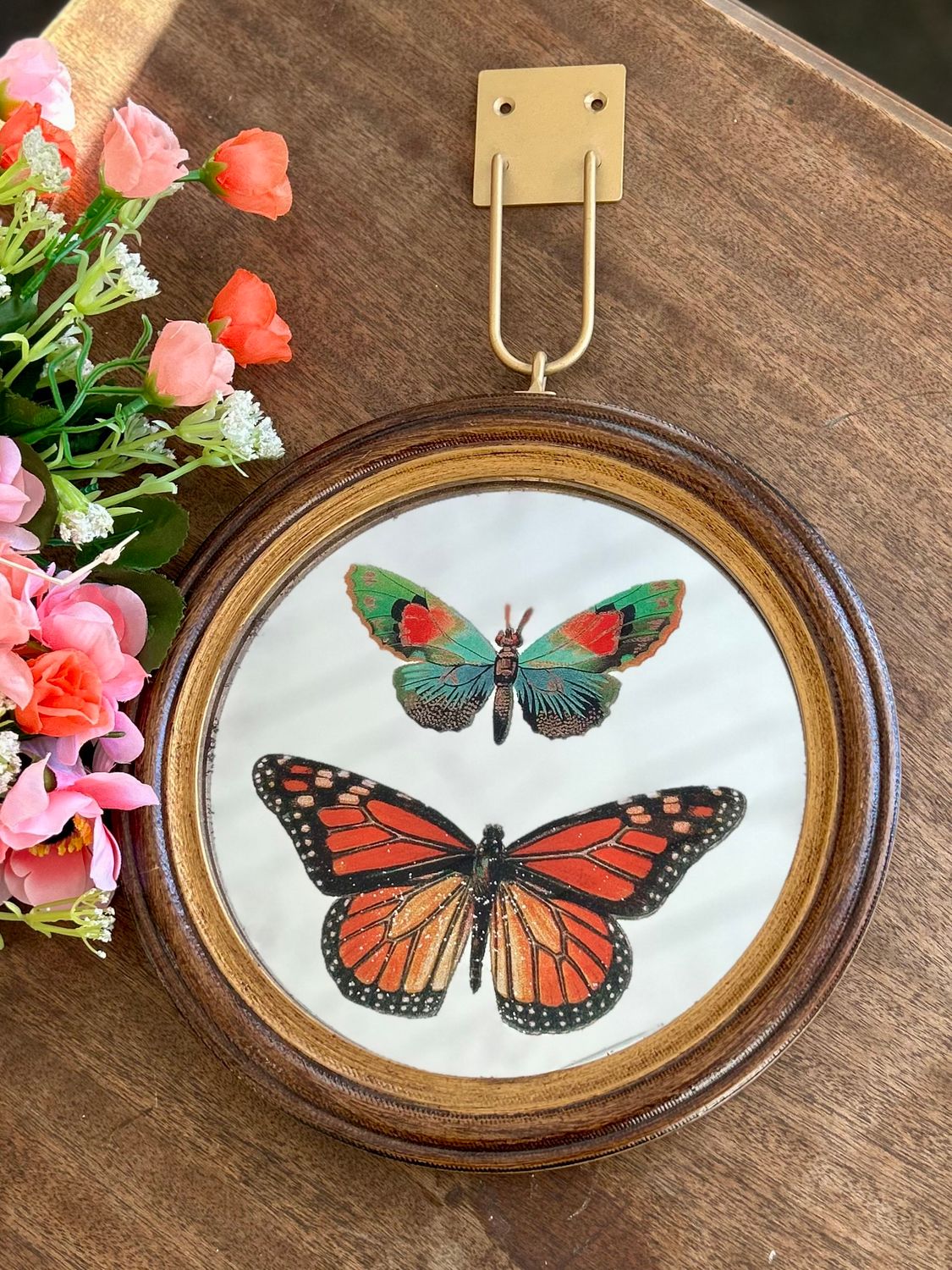 Circular Butterfly Mirror Wall Decor