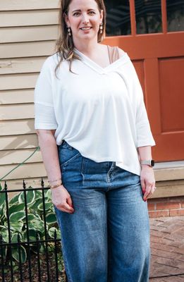 V Neck Ribbed Essential Tee