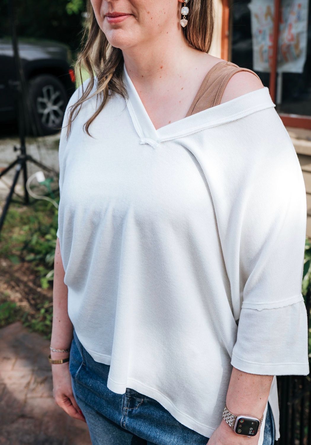 V Neck Ribbed Essential Tee