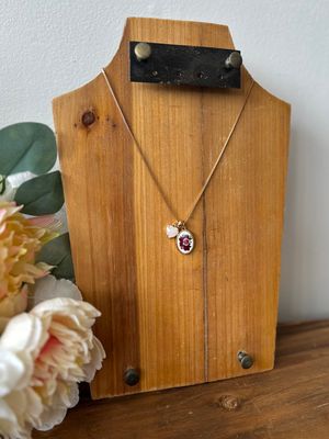 Gold Floral Oval and Heart Charms Necklace