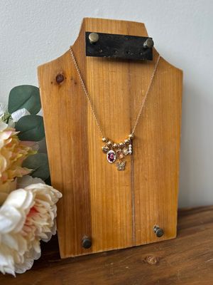 Gold Bead Bar with Heart and Butterfly Charms Necklace Gold Bead Bar with Heart and Butterfly Charms Necklace