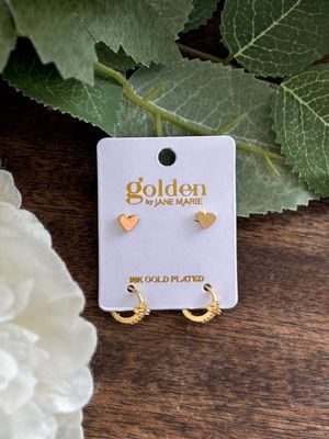 18K Gold Plated Heart with Crystal Cross Hoop Earring 18K Gold Plated Heart with Crystal Cross Hoop Earring
