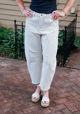Pinstriped Barrel Pants Pinstriped Barrel Pants