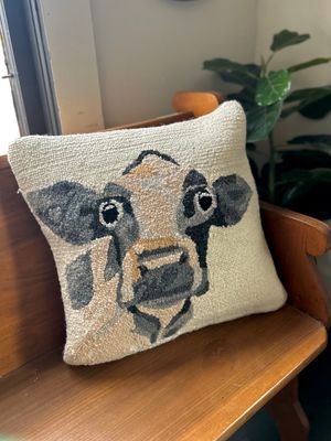 Farm Cow Wool Pillow