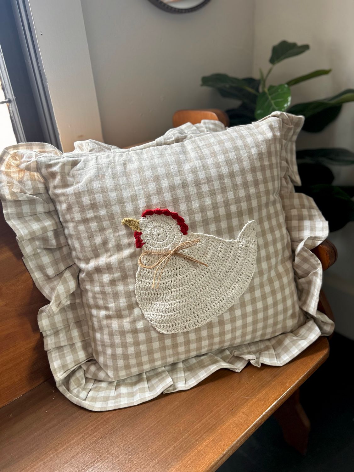 Gingham Farm Animal Pillow Gingham Farm Animal Pillow