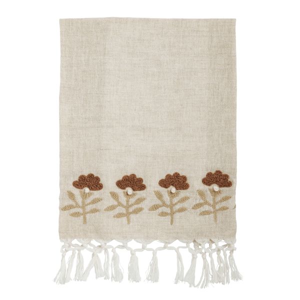 Floral Stem Embroidered Towel