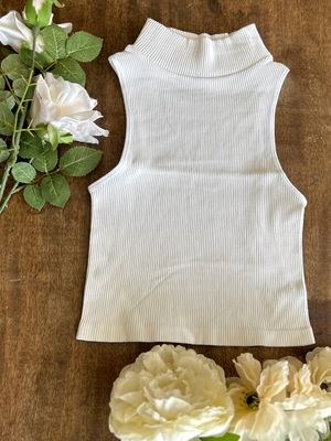 Ribbed Knit Mock Neck Tank