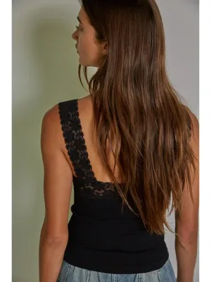 Lace Trim Ribbed Tank