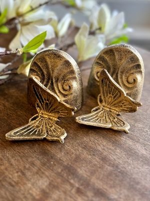 Gold Butterfly Iron Bookend