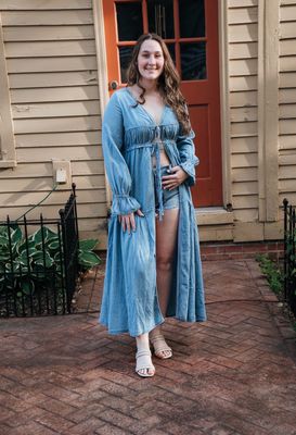 Denim Tie Front Maxi Shirt Denim Tie Front Maxi Shirt