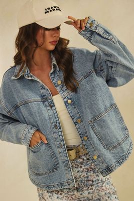 Vintage Denim Jacket w/  Square Pocket