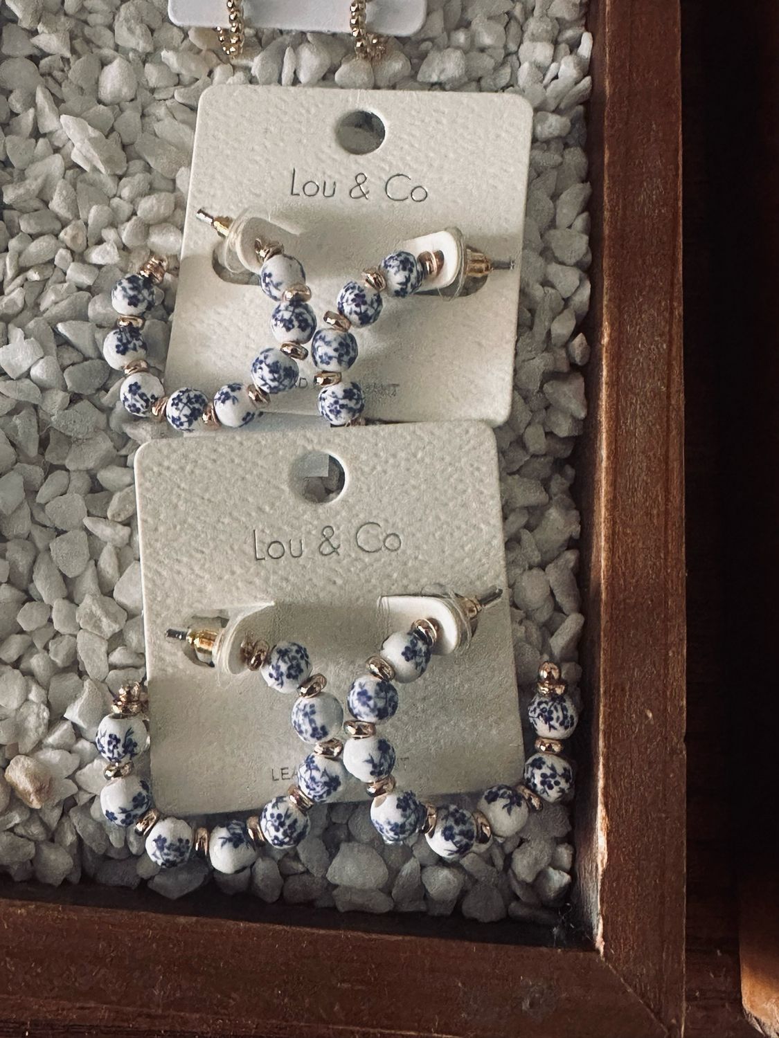 Floral Ceramic Bead Hoop Earrings Floral Ceramic Bead Hoop Earrings