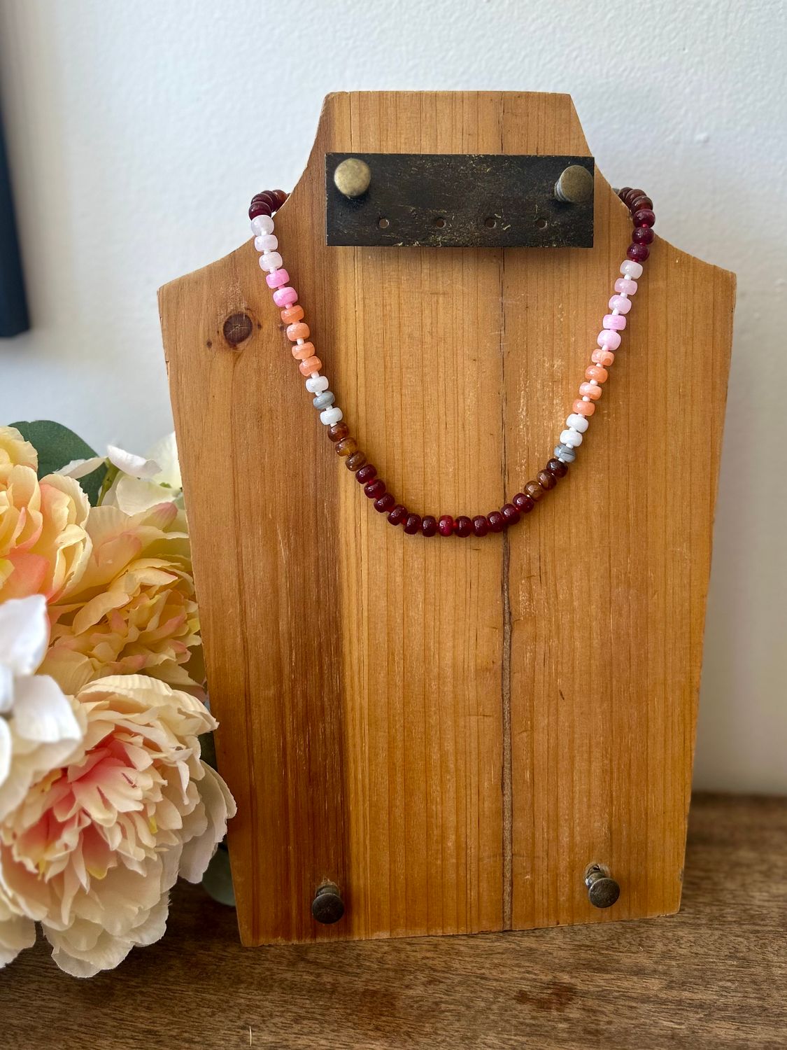 Fuchsia Glass Beaded Necklace Fuchsia Glass Beaded Necklace