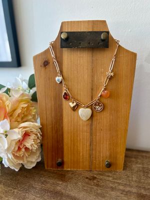 Paperclip Charm Necklace with Ceramic Heart Paperclip Charm Necklace with Ceramic Heart