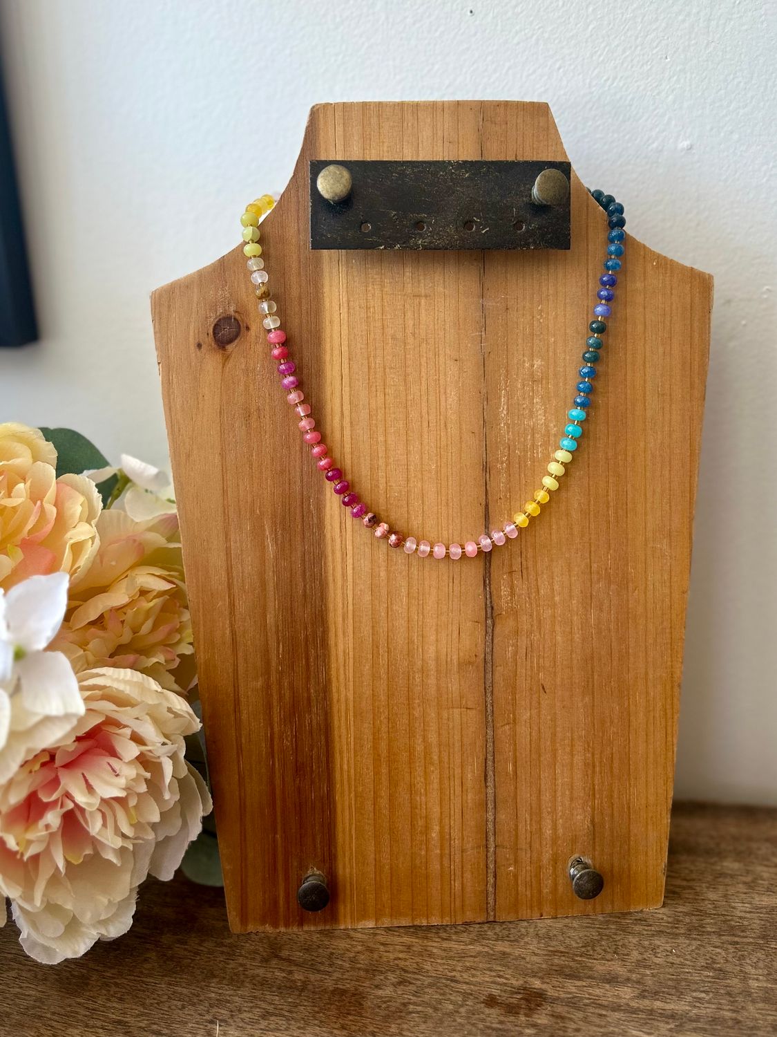 Thin Glass Multi Color Beaded Necklace Thin Glass Multi Color Beaded Necklace