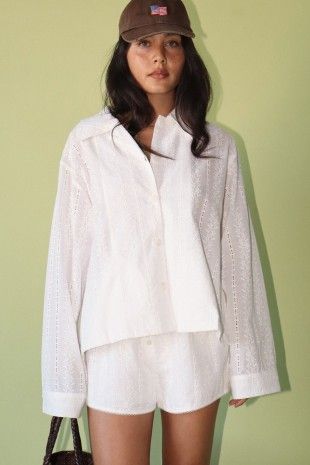 Lace Button Down Shirt