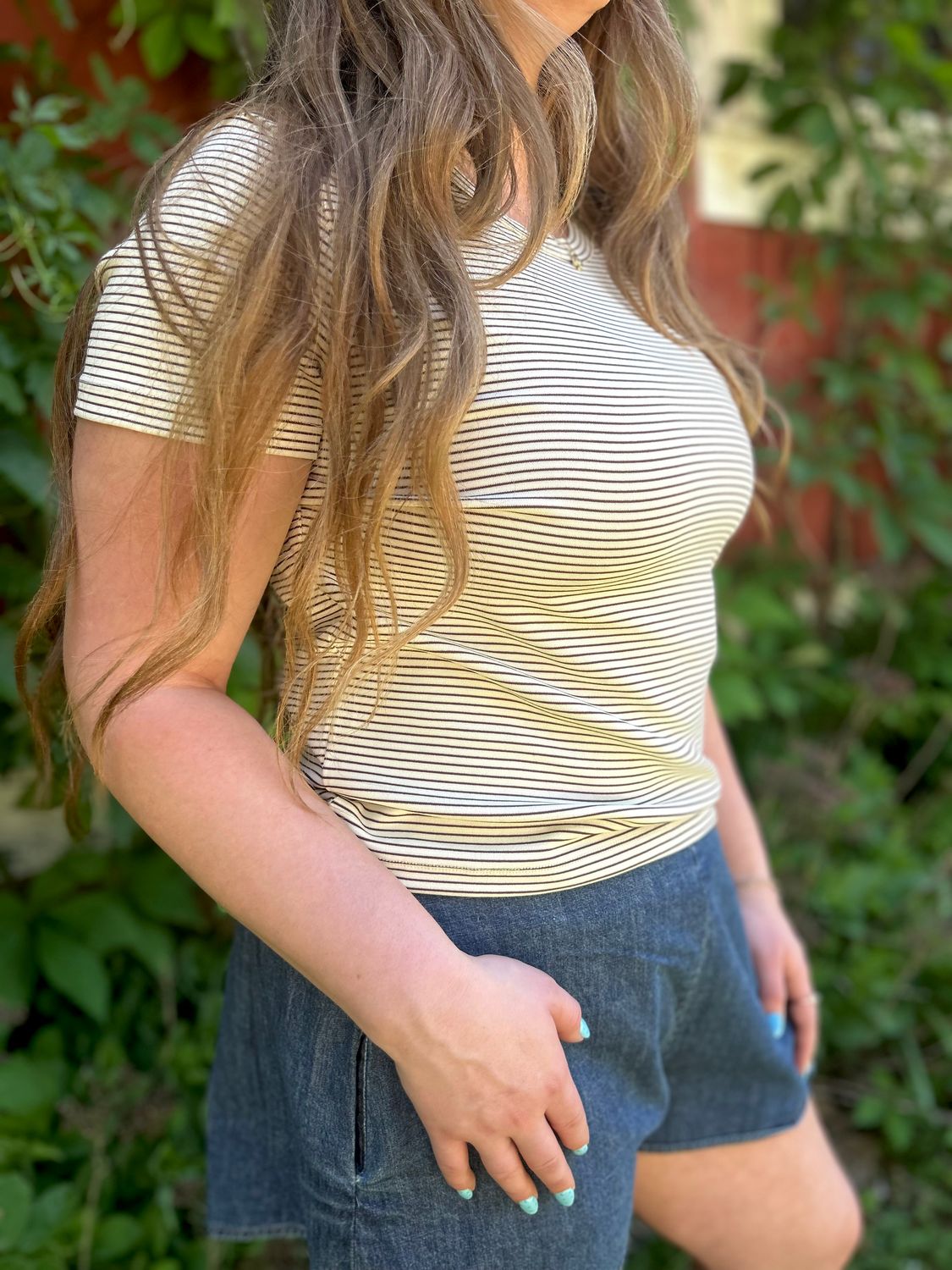 standard fit stripe cotton tshirt
