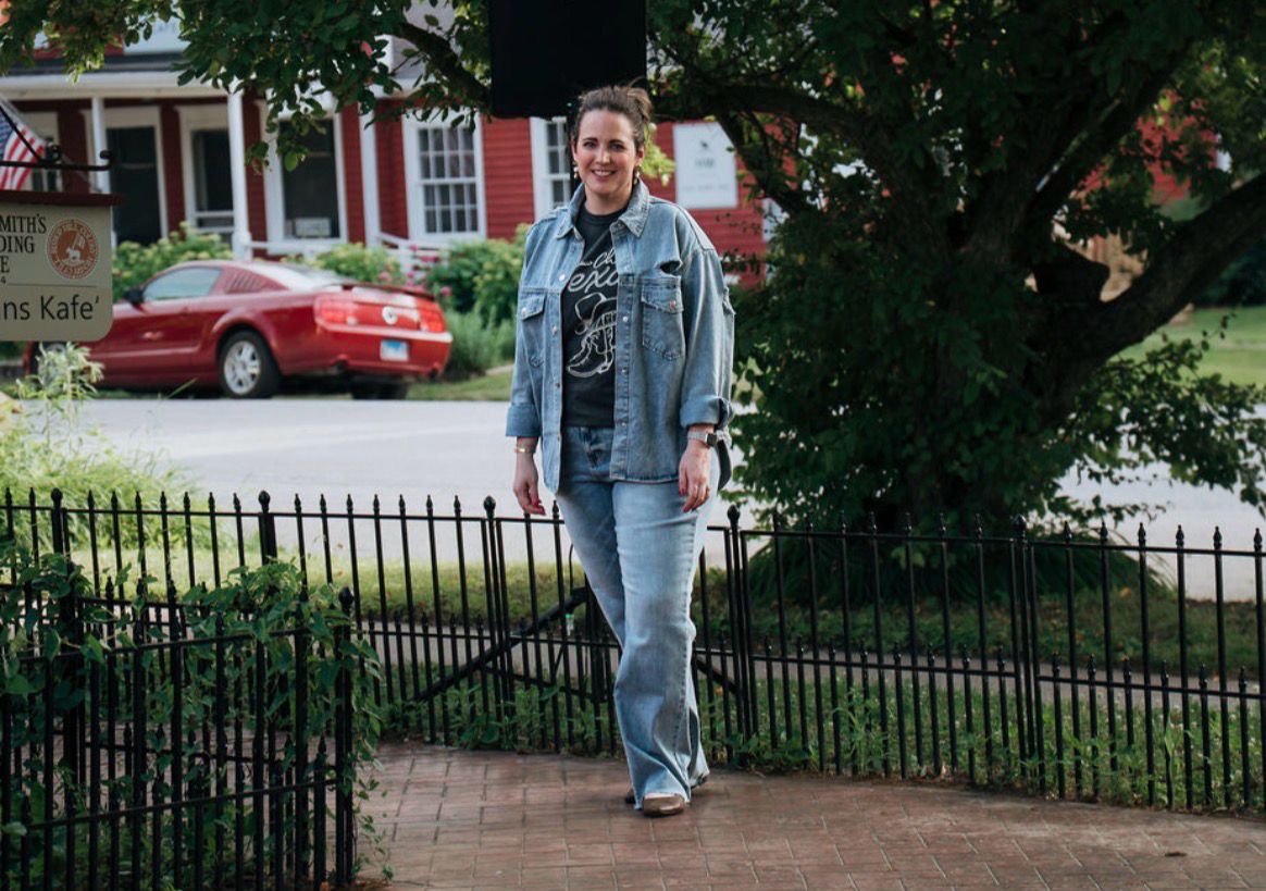 Curvy Distressed Denim Jacket