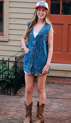 Oversized Denim Vest With Pockets