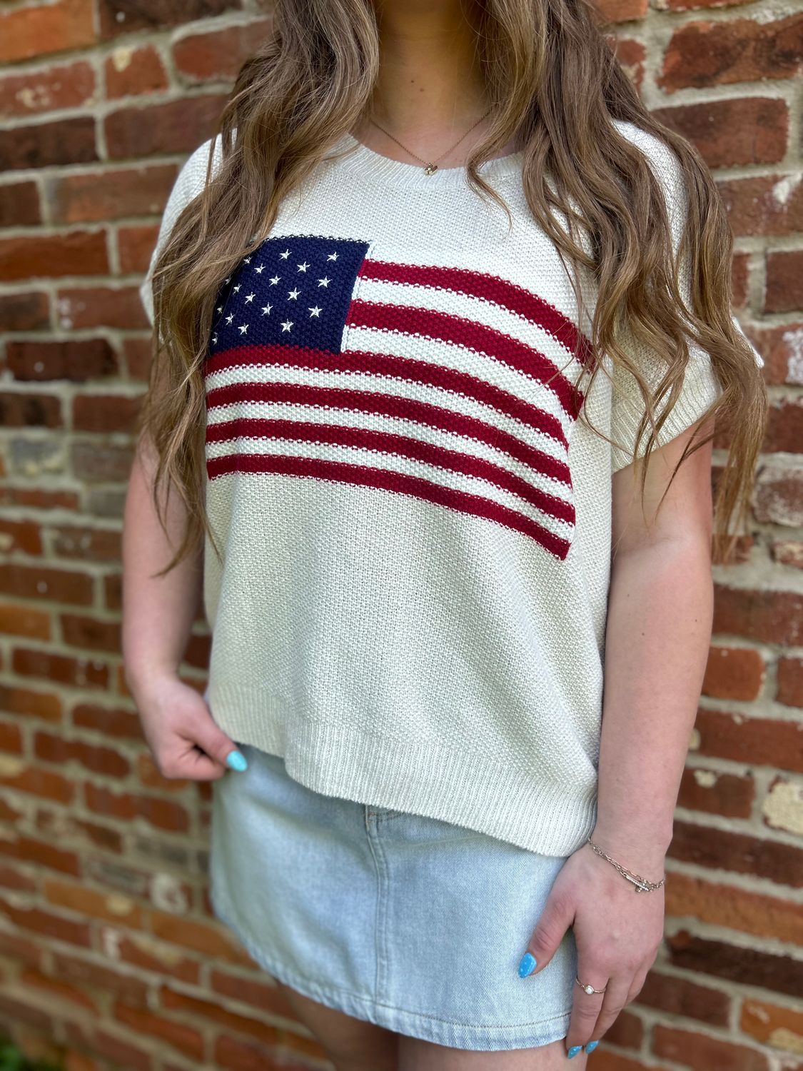 American Flag Easy Knit Top