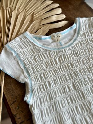 Gathered Hem Smocking Short Top