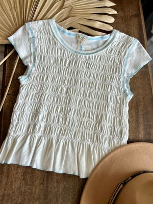 Gathered Hem Smocking Short Top