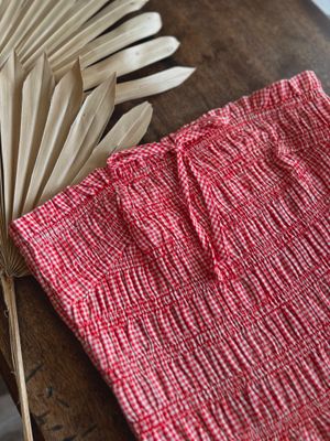 Gingham Bow Front Ruffle Tube Top