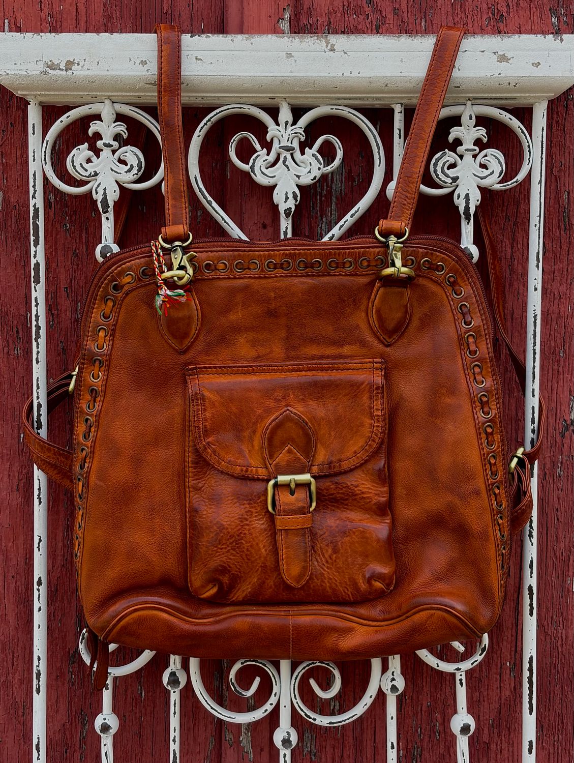  Buckled Genuine Leather Bag