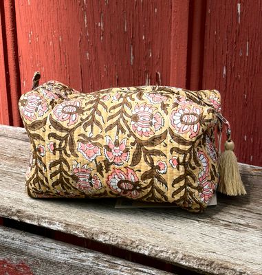 Floral Quilted Cosmetic Pouch