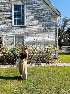 Eyelet Studded Wide Leg Pants