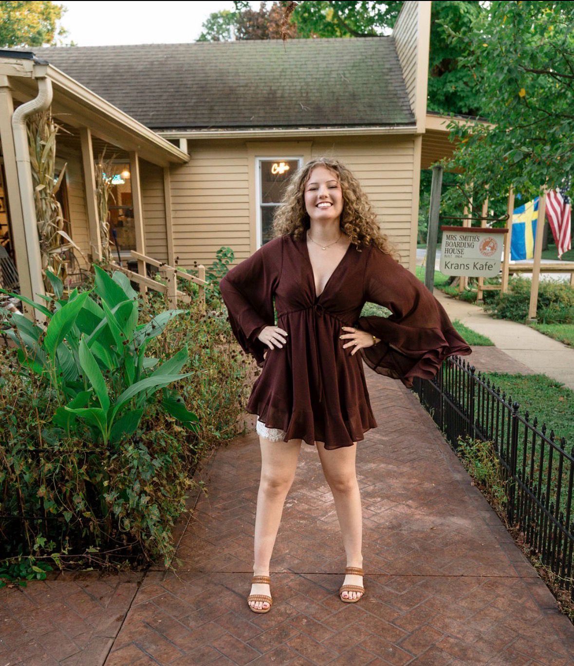 Ruffled V-Neck Mini Dress