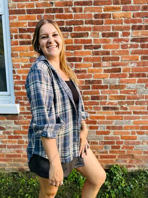 Front Patch Pocket Plaid Jacket 