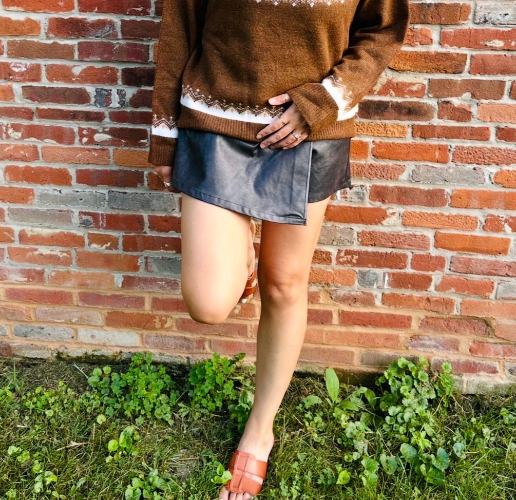 Washed Effect Pleather Skort Washed Effect Pleather Skort