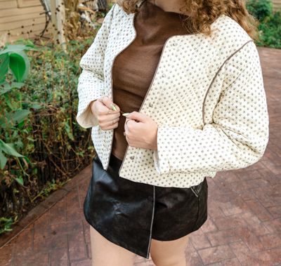 Ditsy Print Quilted Button Up Jacket