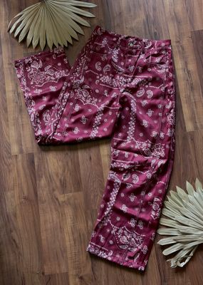 Paisley Pattern Straight Jeans