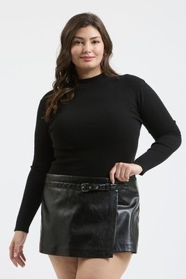 Curvy Mock Neck Long Sleeve Knit Top